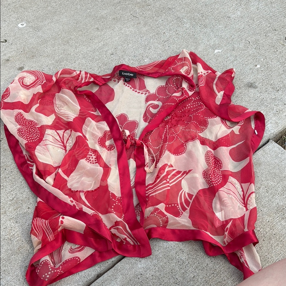 Bebe Red Floral Women's Overlay
